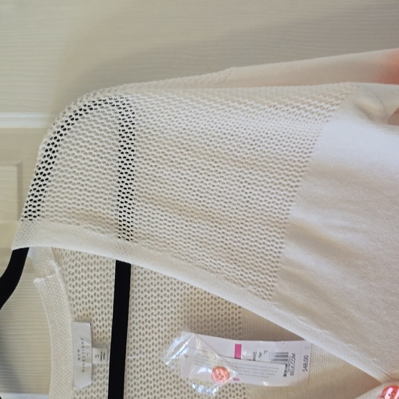 NEW DIRECTIONS WOMENS PEACH & WHITE FRONT BUTTON CARDIGAN SWEATER SIZE SMALL - Picture 7 of 16